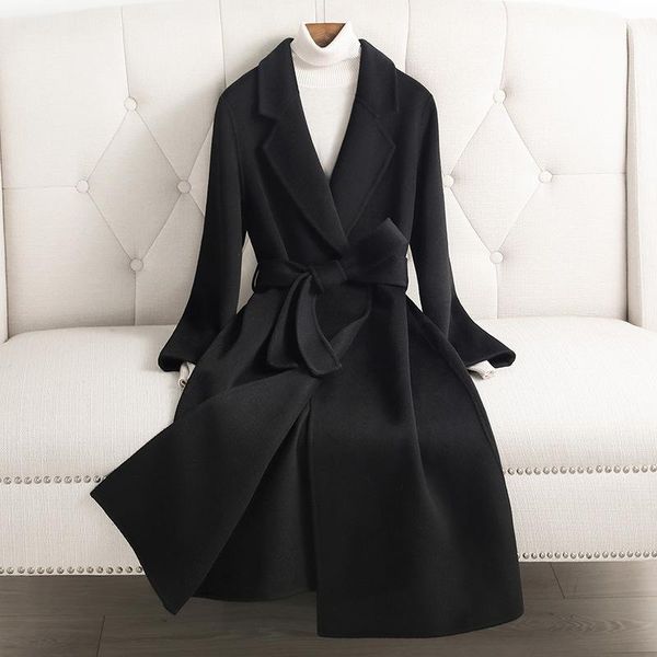 women's wool & blends 2021 suit collar temperament double-sided coat medium and long slim solid black
women's wool & blends 2021 suit collar temperament double-sided coat medium and long slim solid black