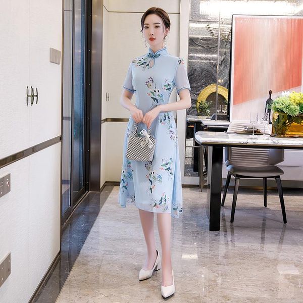 ethnic clothing blue sweet flower print medium length qipao lady summer short sleeve chinese dress elegant mandarin collar novelty cheongsam, Red
ethnic clothing blue sweet flower print medium length qipao lady summer short sleeve chinese dress elegant mandarin collar novelty cheongsam, Red