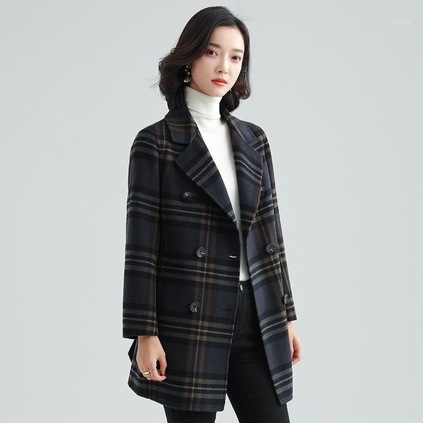 plaid double-sided cashmere wool coat women's small autumn and winter 2021 leisure short tweed & blends, Black
plaid double-sided cashmere wool coat women's small autumn and winter 2021 leisure short tweed & blends, Black