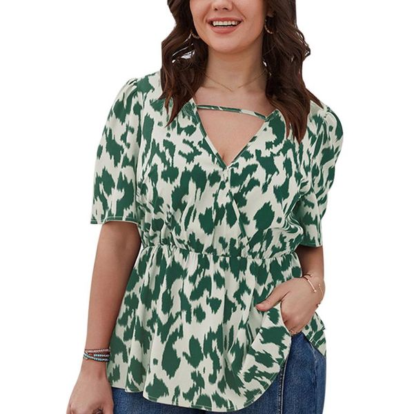 women's blouses & shirts pluse size chiffon shirt women summer loose v neck short sleeve, White
women's blouses & shirts pluse size chiffon shirt women summer loose v neck short sleeve, White