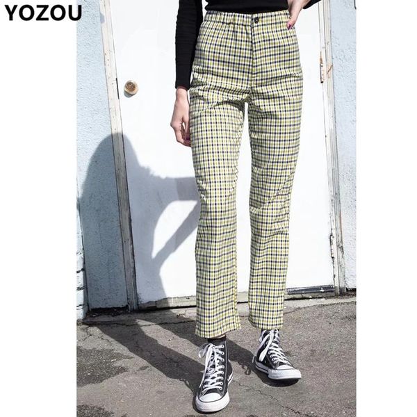women's pants & capris women vintage female high rise elastic waist checked straight plaid in yellow 90s aesthetic, Black;white
women's pants & capris women vintage female high rise elastic waist checked straight plaid in yellow 90s aesthetic, Black;white