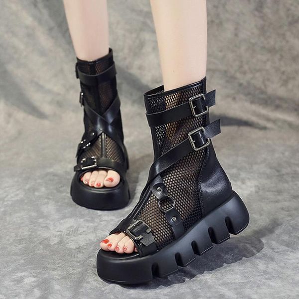 sandals vogue black mesh summer ankle boots for women peep toe platform thick bottom metal buckle motorcycle booties
sandals vogue black mesh summer ankle boots for women peep toe platform thick bottom metal buckle motorcycle booties