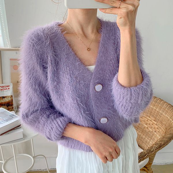 2021 autumn elegant women sweater cardigans mohair soft long sleeve waistless coat new fashion korean trend lady knitted clothes 1gu5, White;black
2021 autumn elegant women sweater cardigans mohair soft long sleeve waistless coat new fashion korean trend lady knitted clothes 1gu5, White;black