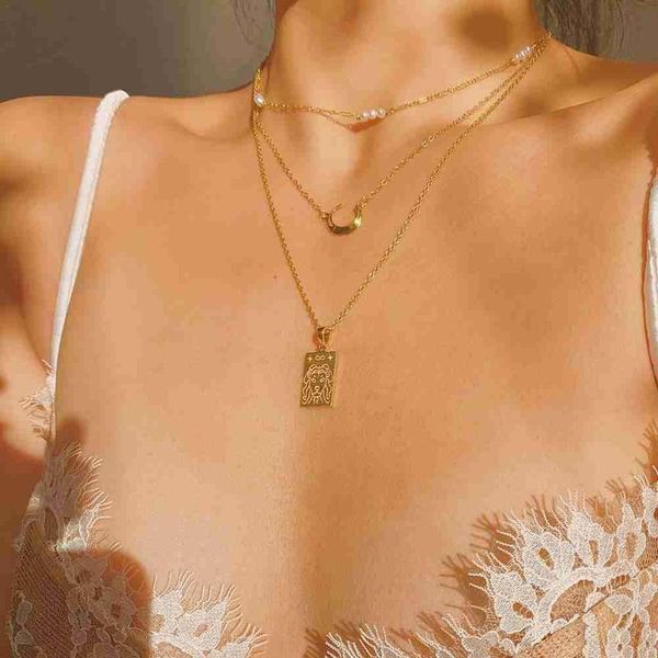 chains women luxury tarot carved pendant necklace for collarbone link chain simple charms choker jewelry, Silver
chains women luxury tarot carved pendant necklace for collarbone link chain simple charms choker jewelry, Silver