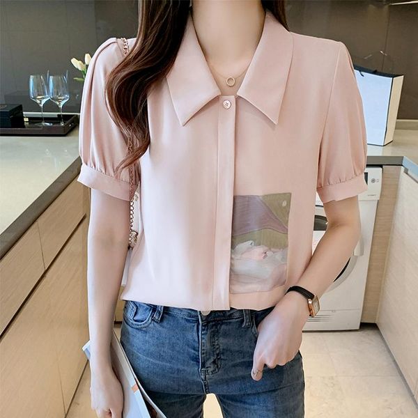 women's blouses & shirts summer shirt chiffon for women button up printing clothing 2021 pink neck short sleeve blouse, White
women's blouses & shirts summer shirt chiffon for women button up printing clothing 2021 pink neck short sleeve blouse, White