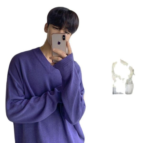 men's sweaters autumn and winter jersey pure color v-neck sweater tide loose wild bottom coat, White;black
men's sweaters autumn and winter jersey pure color v-neck sweater tide loose wild bottom coat, White;black