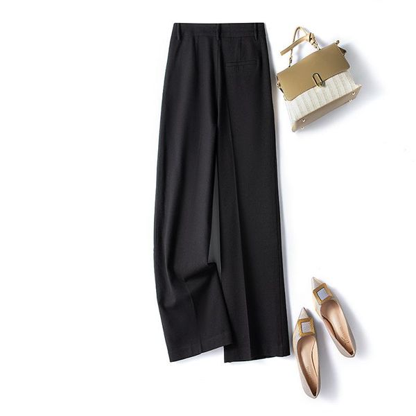 men's pants women's wide-leg worsted wool casual coffee color suit high-waist drape straight-leg, Black
men's pants women's wide-leg worsted wool casual coffee color suit high-waist drape straight-leg, Black