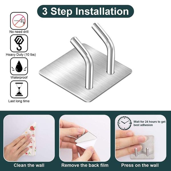 hooks & rails 4 pcs premium heavy duty adhesive wall dual spikes hangers for bathroom self stick
hooks & rails 4 pcs premium heavy duty adhesive wall dual spikes hangers for bathroom self stick
