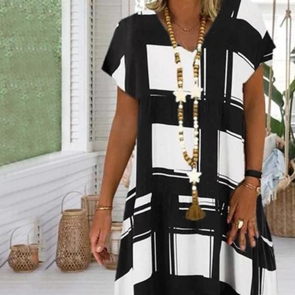 large size womens dresses digital print short sleeve v neck dresses boho clothes sundress women summer loose dress plus size, Black;gray 
large size womens dresses digital print short sleeve v neck dresses boho clothes sundress women summer loose dress plus size, Black;gray