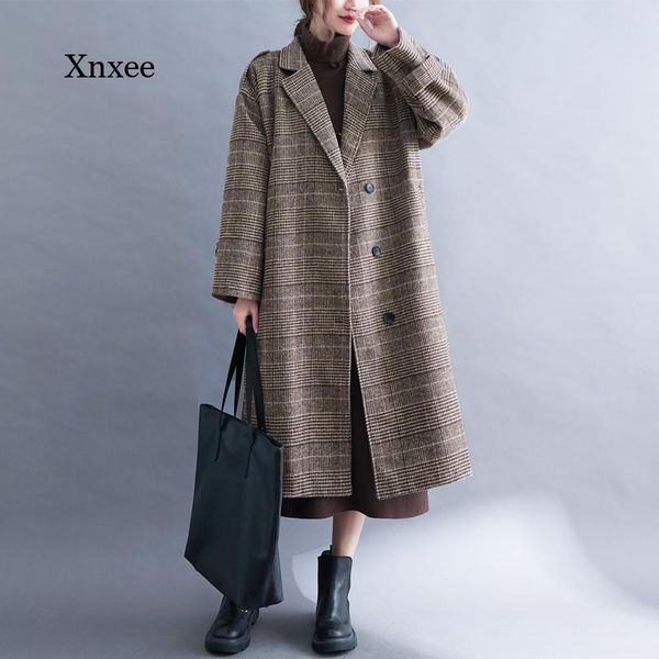 women's wool & blends autumn winter plaid coat woolen trench jacket women long casual thickness warm overcoat button pocket jackets str, Black
women's wool & blends autumn winter plaid coat woolen trench jacket women long casual thickness warm overcoat button pocket jackets str, Black