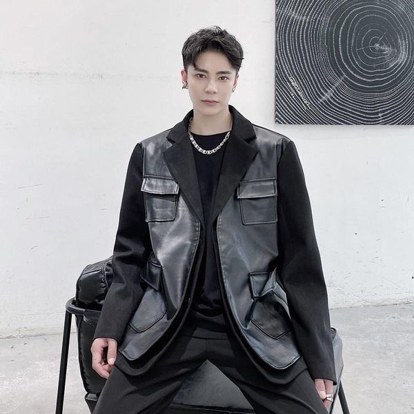men's wool & blends trend wear fake two piece woolen suit coat autumn and winter 2021 thickened spliced pu leather jackets, Black
men's wool & blends trend wear fake two piece woolen suit coat autumn and winter 2021 thickened spliced pu leather jackets, Black