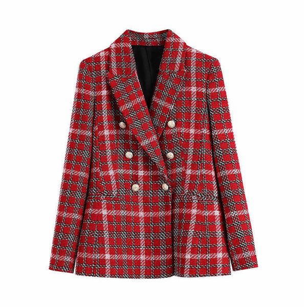 autumn and winter women's plaid double-breasted suit jacket loose long-sleeved women 210527, White;black
autumn and winter women's plaid double-breasted suit jacket loose long-sleeved women 210527, White;black