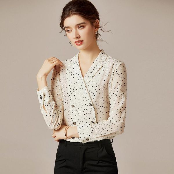 women's blouses & shirts 100% silk blouse formal shirt casual style dot printed deep v-neck long sleeves office elegant fashion, White
women's blouses & shirts 100% silk blouse formal shirt casual style dot printed deep v-neck long sleeves office elegant fashion, White
