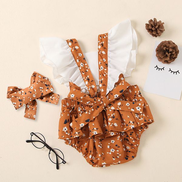 2021 baby summer clothing infant two piece set toddler flower patchwork romper flying sleeves bow hair band kids baby girls, White
2021 baby summer clothing infant two piece set toddler flower patchwork romper flying sleeves bow hair band kids baby girls, White