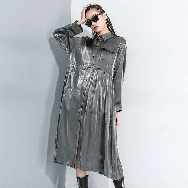loose fashion adjustment spring tide autumn 2021 black female plied split size big dress new long sleeve lapel 9ka4, Black;gray
loose fashion adjustment spring tide autumn 2021 black female plied split size big dress new long sleeve lapel 9ka4, Black;gray