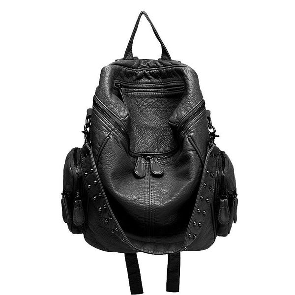 school bags punk style leather sheepskin washed backpack female fashion street rivet large capacity travel bag
school bags punk style leather sheepskin washed backpack female fashion street rivet large capacity travel bag