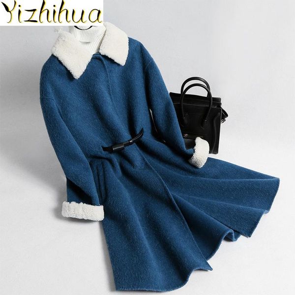 women's wool & blends coat female fashion lamb fur collar long jacket winter women double side woolen coats casaco feminino my4184, Black
women's wool & blends coat female fashion lamb fur collar long jacket winter women double side woolen coats casaco feminino my4184, Black