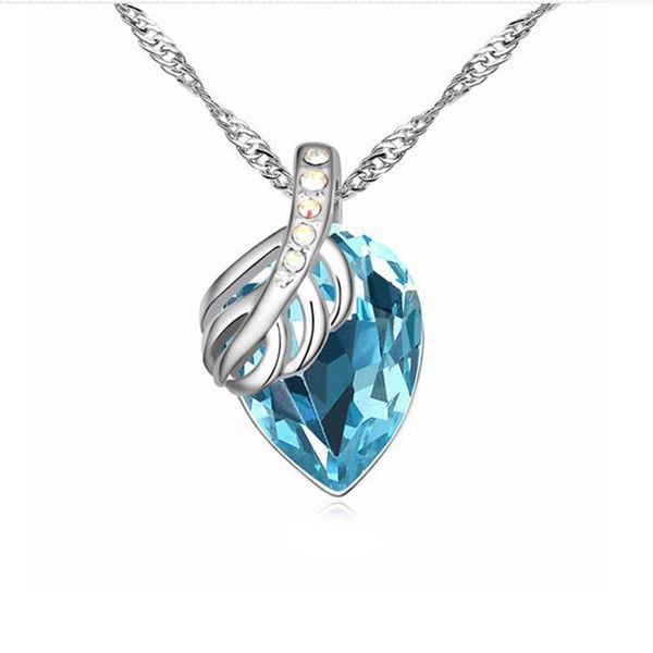pendant necklaces classic silver plated crystal water drop pendants wedding anniversary gift jewelry for women