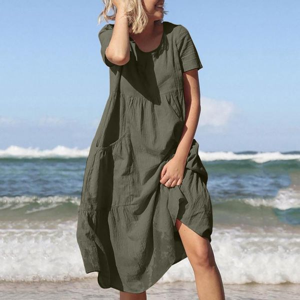 women's swimwear loose solid casual cotton dress for women 2021 summer o-neck green short sleeve leisure shirt woman beach midi, White;black
women's swimwear loose solid casual cotton dress for women 2021 summer o-neck green short sleeve leisure shirt woman beach midi, White;black