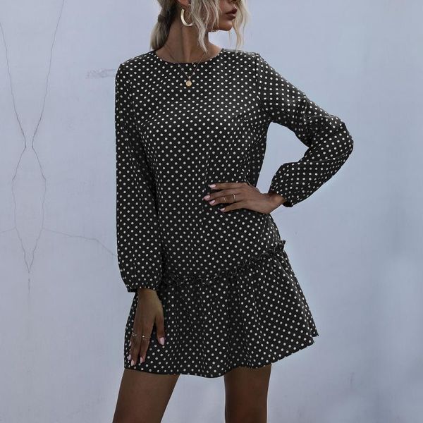 casual dresses fashion woman dress autumn o neck wave dot print long sleeve pleated party for women vestido de mujer, Black;gray
casual dresses fashion woman dress autumn o neck wave dot print long sleeve pleated party for women vestido de mujer, Black;gray