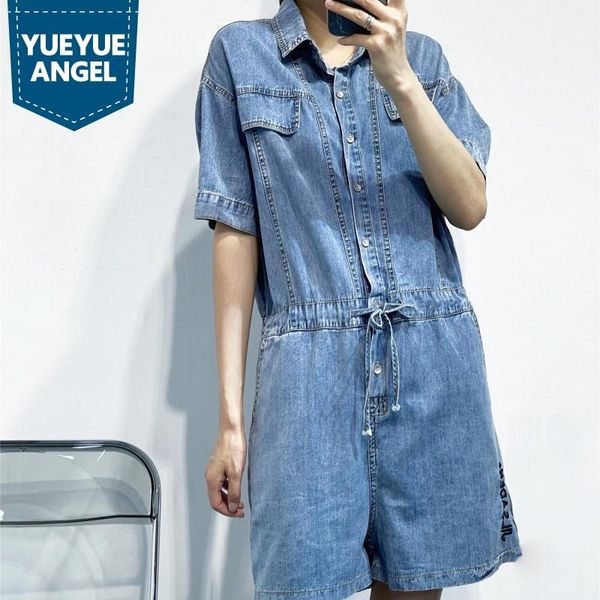 women's jeans summer women drawstring single breasted rompers casual denim short jumpsuits multi-pockets straight cargo shorts overalls, Blue
women's jeans summer women drawstring single breasted rompers casual denim short jumpsuits multi-pockets straight cargo shorts overalls, Blue