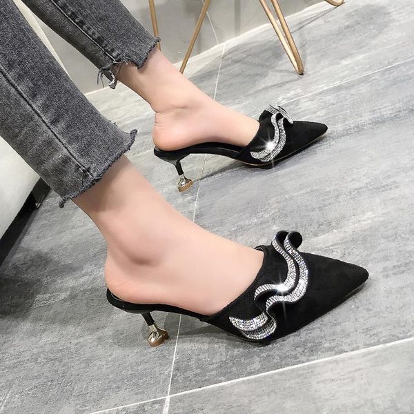slippers 2021 women summer mules high heels shoes crystal pointed toe female outside woman slip-on sandals zapatos mujer, Black
slippers 2021 women summer mules high heels shoes crystal pointed toe female outside woman slip-on sandals zapatos mujer, Black