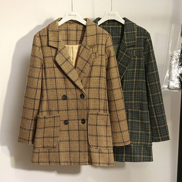 office lady 5xl korea vintage classical basic design double breasted long sleeve casual suit coat women autumn fashion plaid top, Black;brown
office lady 5xl korea vintage classical basic design double breasted long sleeve casual suit coat women autumn fashion plaid top, Black;brown