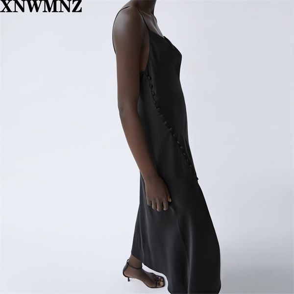 xnwmnz za woman dress v neck vintage backless spaghetti strap midi dress elegant side split vestido de mujer famous party dress, Black;gray
xnwmnz za woman dress v neck vintage backless spaghetti strap midi dress elegant side split vestido de mujer famous party dress, Black;gray