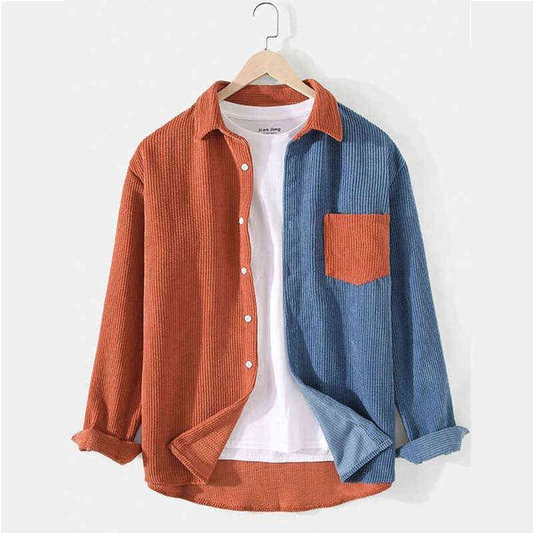 corduroy patchwork shirt casual turn-down collar button long sleeve shirt for men premium streetwear men's clothing 2022 w220216, White;black
corduroy patchwork shirt casual turn-down collar button long sleeve shirt for men premium streetwear men's clothing 2022 w220216, White;black