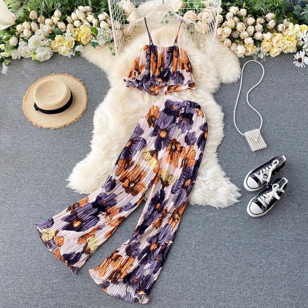 women's tracksuits 2021 summer sets vacation style printed short camisole pleated high-waist wide-leg pants two-piece casual ll956, Gray
women's tracksuits 2021 summer sets vacation style printed short camisole pleated high-waist wide-leg pants two-piece casual ll956, Gray