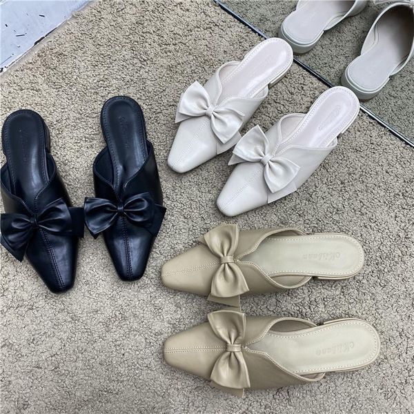 shallow mouth fashion slipper women's outer wear 2021 spring summer pointed-toe bow flat closed-toe mules shoes outdoor slides, Black
shallow mouth fashion slipper women's outer wear 2021 spring summer pointed-toe bow flat closed-toe mules shoes outdoor slides, Black