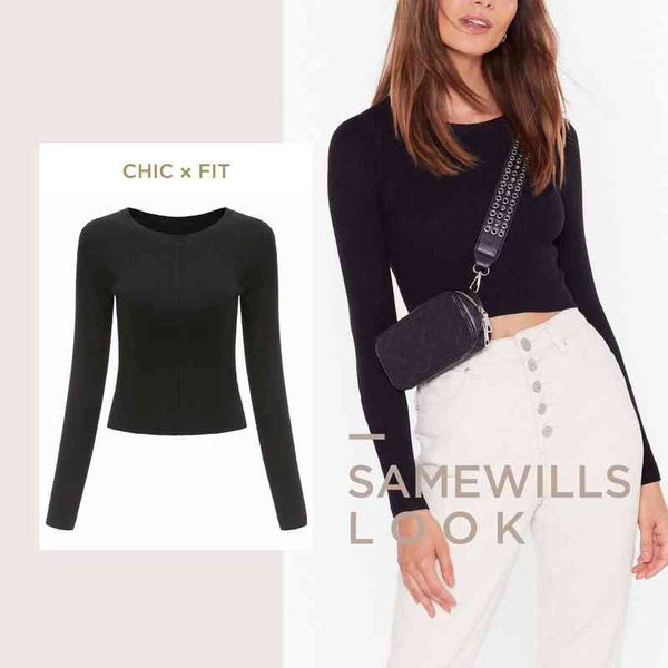 women's sweaters ins crew neck stitching slim fit short high waist long sleeve t-shirt backing autumn winter s6yg, White;black
women's sweaters ins crew neck stitching slim fit short high waist long sleeve t-shirt backing autumn winter s6yg, White;black