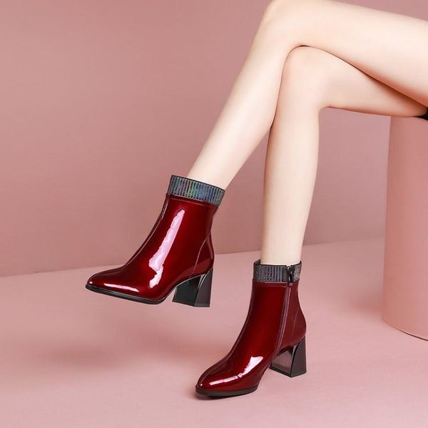 boots mljuese 2021 women ankle cow leather winter short plush wine red color round toe square heel high heels female, Black
boots mljuese 2021 women ankle cow leather winter short plush wine red color round toe square heel high heels female, Black