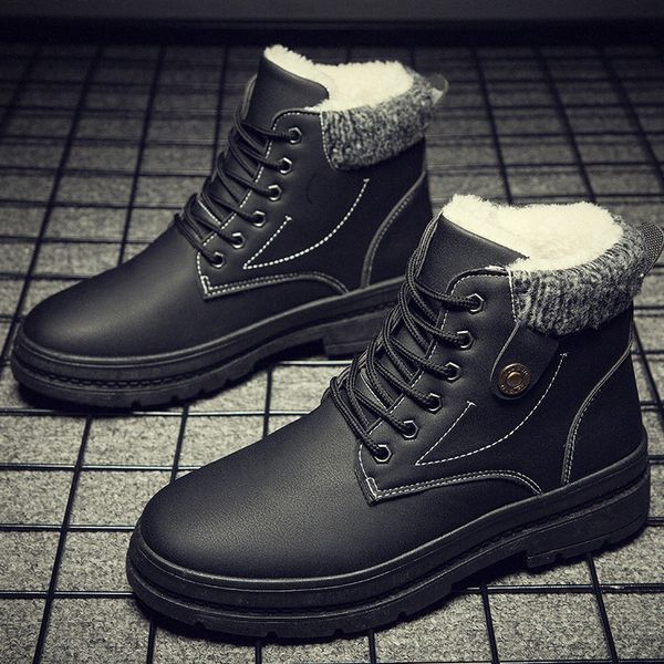 new warm snow boots men plus velvet mens shoes outdoor cold boots waterproof mens high gang cotton s1ik#, Black
new warm snow boots men plus velvet mens shoes outdoor cold boots waterproof mens high gang cotton s1ik#, Black