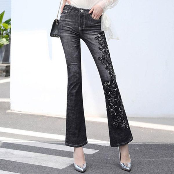 women's jeans women 2021 spring autumn fashion plus size denim trousers female high waist slim flare pants ladies floral embroidery p92, Blue
women's jeans women 2021 spring autumn fashion plus size denim trousers female high waist slim flare pants ladies floral embroidery p92, Blue