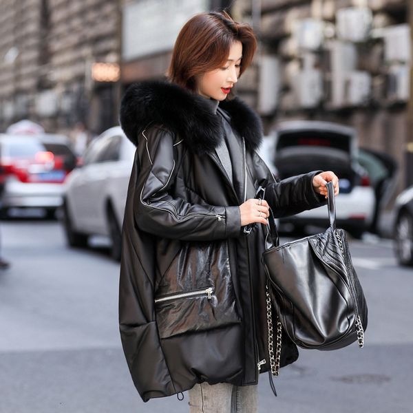 2021 genuine down jacket new winter women's sheep medium length warm leather fur collar thicken coat 1olg, Black
2021 genuine down jacket new winter women's sheep medium length warm leather fur collar thicken coat 1olg, Black