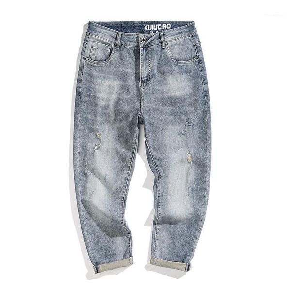 men's jeans for men summer capris pants light blue stretch hip hop ripped cropped trousers fashion rock revival
men's jeans for men summer capris pants light blue stretch hip hop ripped cropped trousers fashion rock revival