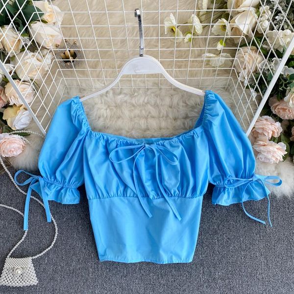 women's blouses & shirts singrain summer women ruched solid blouse holiday streetwear vintage bow korean square collar puff sleeves fr, White
women's blouses & shirts singrain summer women ruched solid blouse holiday streetwear vintage bow korean square collar puff sleeves fr, White