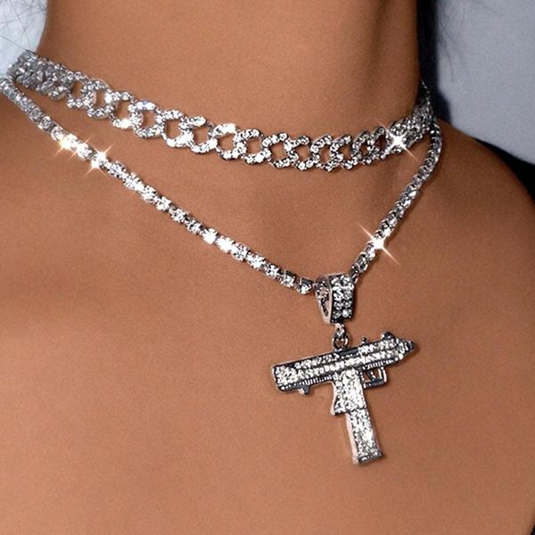 chains fashion crystal machine gun pendant cuban link necklace for women vintage gold silver color metal choker party jewelry
chains fashion crystal machine gun pendant cuban link necklace for women vintage gold silver color metal choker party jewelry