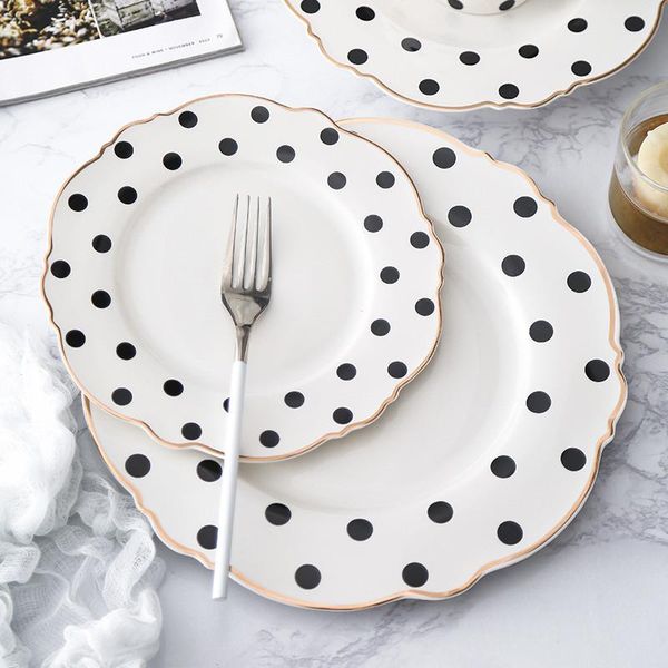 dishes & plates golden edge plate steak tray soup dish dinnerware set polka dot dinner western flat flower shape breakfast tableware 1pcs
dishes & plates golden edge plate steak tray soup dish dinnerware set polka dot dinner western flat flower shape breakfast tableware 1pcs