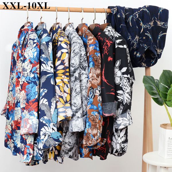 2021 autumn new men's flower shirt casual long-sleeved hawaii shirts male brand clothes plus size 5xl 6xl 7xl 8xl 9xl 10xl k9vr, White;black 
2021 autumn new men's flower shirt casual long-sleeved hawaii shirts male brand clothes plus size 5xl 6xl 7xl 8xl 9xl 10xl k9vr, White;black