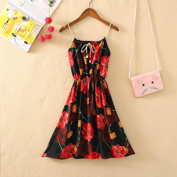 casual dresses women summer flower chiffon dress 2021 midi beach bohemian spaghetti strap korean style print elegant sleeveless, Black;gray
casual dresses women summer flower chiffon dress 2021 midi beach bohemian spaghetti strap korean style print elegant sleeveless, Black;gray
