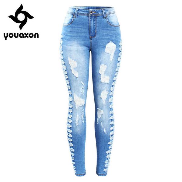 2145 youaxon arrived plus size stretchy ripped jeans woman side distressed denim skinny pencil pants trousers for women 210927, Blue
2145 youaxon arrived plus size stretchy ripped jeans woman side distressed denim skinny pencil pants trousers for women 210927, Blue