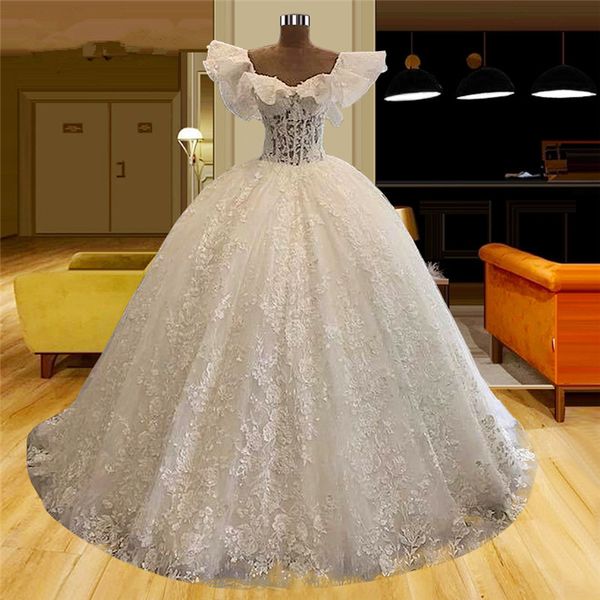 princess wedding dresses a line full lace appliqued ruffles sleeves vestidos de novia custom made dubai arabic bridal gowns robe de mariée, White
princess wedding dresses a line full lace appliqued ruffles sleeves vestidos de novia custom made dubai arabic bridal gowns robe de mariée, White
