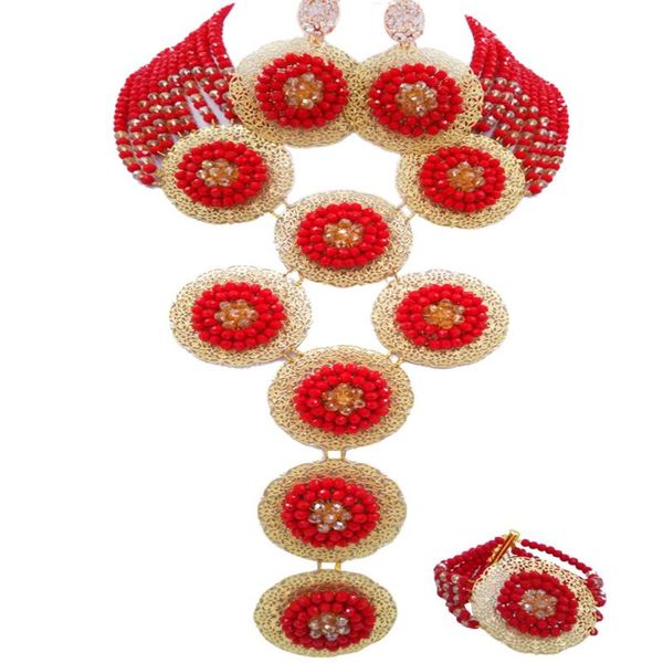 earrings & necklace opaque red and champagne gold ab african wedding beads crystal beaded jewelry sets accessories 9phk08, Silver
earrings & necklace opaque red and champagne gold ab african wedding beads crystal beaded jewelry sets accessories 9phk08, Silver