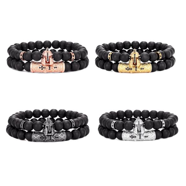 fancy micro insert cubic zirconia helmet charm bracelet 8mm black matting stone bracelets for man women lovers jewelry 2pcs set, Golden;silver
fancy micro insert cubic zirconia helmet charm bracelet 8mm black matting stone bracelets for man women lovers jewelry 2pcs set, Golden;silver