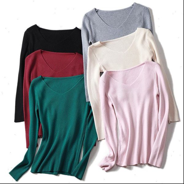 2021 spring autumn winter v neck knitted pullovers women slim basic sweater elastic solid jumpers female top, White;black
2021 spring autumn winter v neck knitted pullovers women slim basic sweater elastic solid jumpers female top, White;black