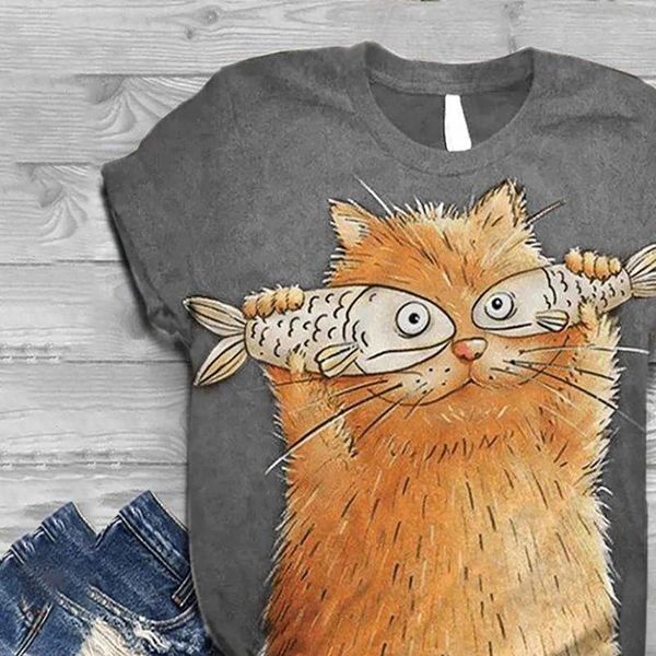 cat catch fish t shirt lady women short sleeve t shirt 3d animal printed o neck tee t shirt femme summer, White
cat catch fish t shirt lady women short sleeve t shirt 3d animal printed o neck tee t shirt femme summer, White