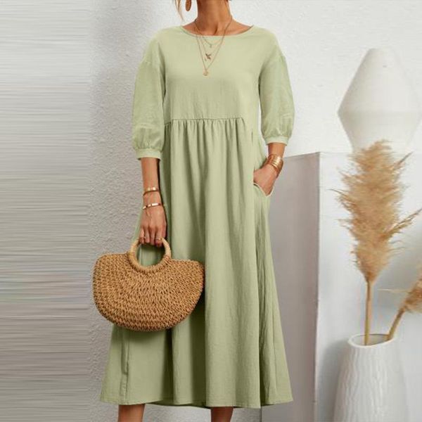 casual dresses pocket lantern sleeve long dress loose cotton linen solid color party autumn women elegant o neck a-line, Black;gray
casual dresses pocket lantern sleeve long dress loose cotton linen solid color party autumn women elegant o neck a-line, Black;gray