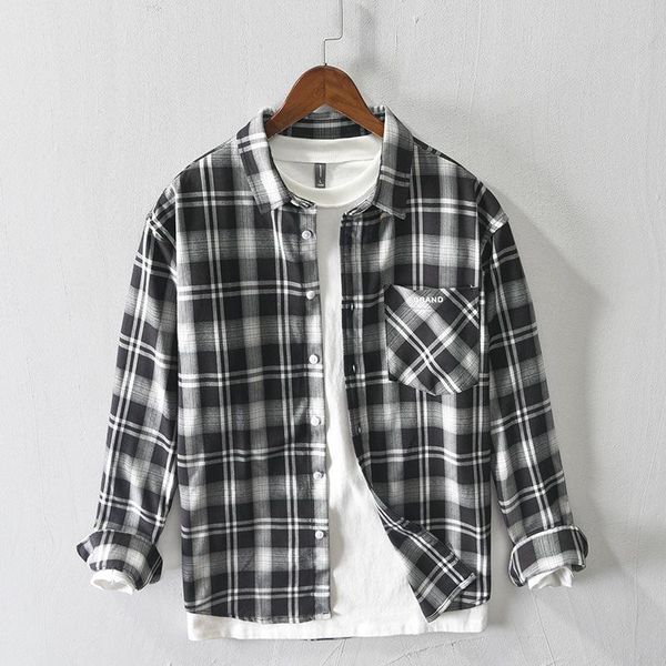 men's casual shirts d225 autumn men plaid gentlemen artsy minimalist color contrast long sleeve fashion comfortable pocket lapel, White;black
men's casual shirts d225 autumn men plaid gentlemen artsy minimalist color contrast long sleeve fashion comfortable pocket lapel, White;black